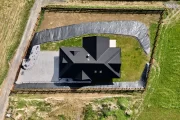 dom z bali na Złotym Groniu w Istebnej, widok z lotu ptaka